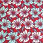 Preview: Afrikanischer Wax Print Stoff Baumwolle RED RETRO FLOWERS